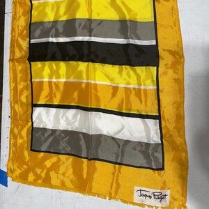 VINTAGE MADE IN ITALY YELLOW JAQUES PIAGET SCARF 100% POLYESTER 50" X 17.5"